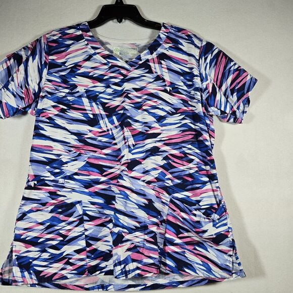 Womens Short Sleeve V Neck Scrub Top  Print Size Large - Picture 2 of 15